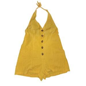 Asos Golden Mustard Halter Top Open Back Lightweight Romper Size 6
